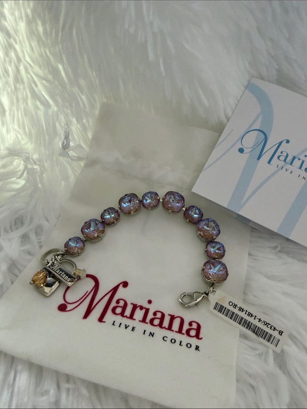 Mariana Bracelet Purple & Golden stones set in rhodium NWT